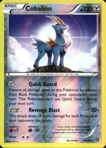Cobalion 74/114 Rare Steam Siege Pokemon Reverse Holo Near Mint