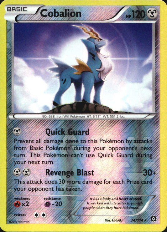 Cobalion 74/114 Rare Steam Siege Pokemon Reverse Holo Near Mint