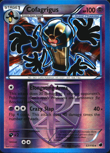 Cofagrigus 57/116 Rare Plasma Freeze Pokemon Reverse Holo Near Mint