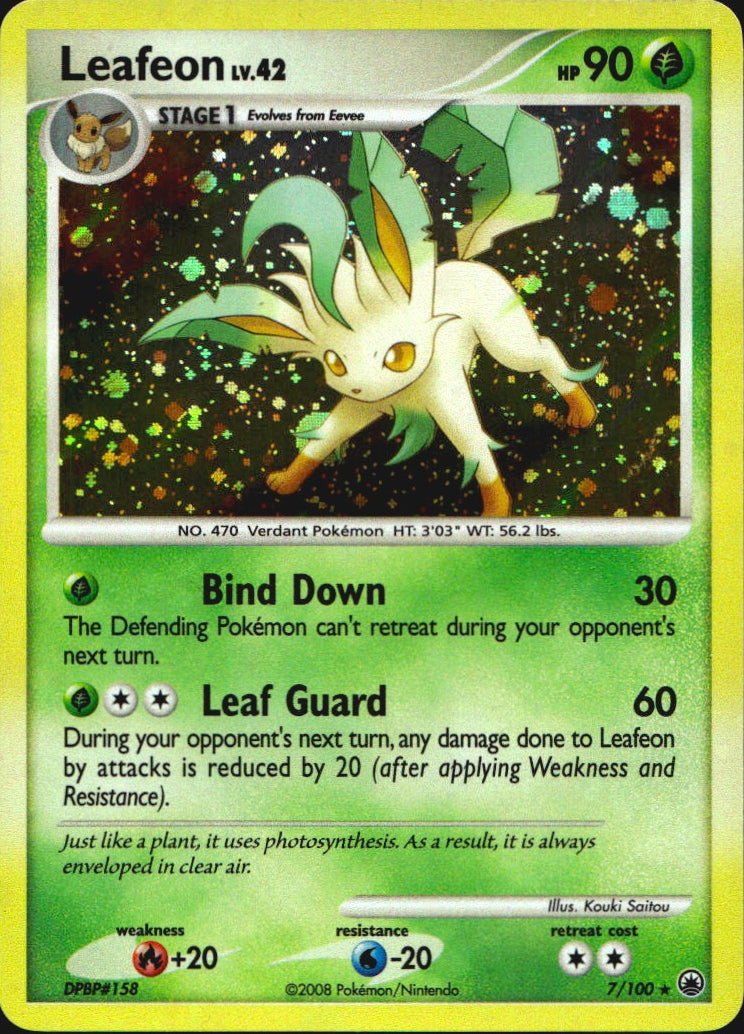 Leafeon 7/100 Holo Bleed Rare Majestic Dawn Pokemon Near Mint