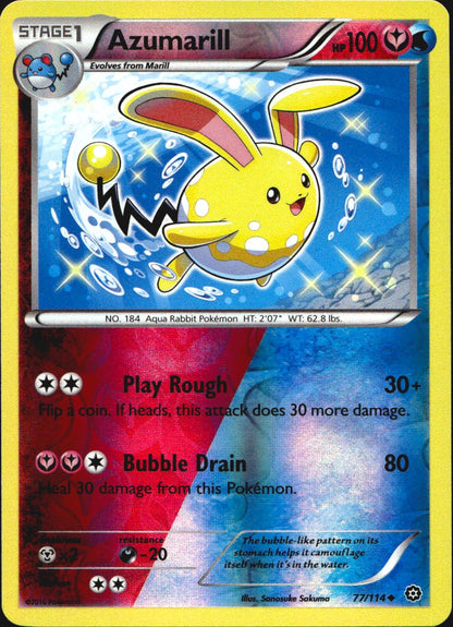 Azumarill 77/114 Uncommon Steam Siege Pokemon Reverse Holo Near Mint