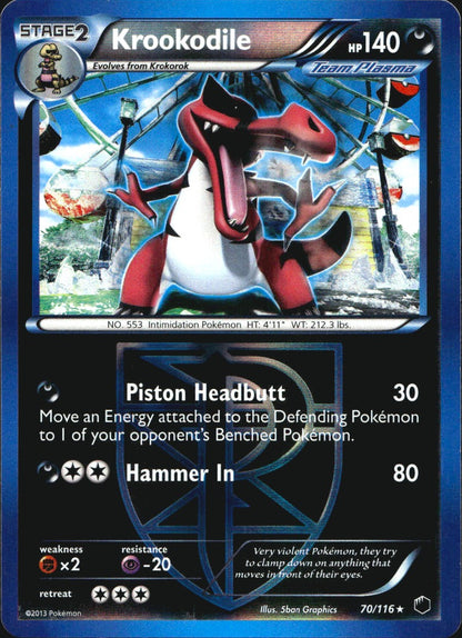 Krookodile 70/116 Rare Plasma Freeze Pokemon Reverse Holo Near Mint
