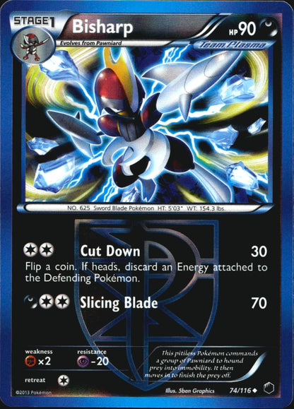 Bisharp 74/116 Uncommon Plasma Freeze Pokemon Reverse Holo Near Mint