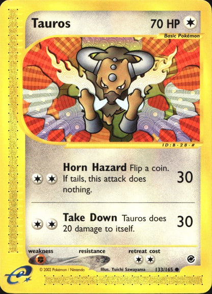 Tauros 133/165 Common Expedition Base Set Pokemon Near Mint