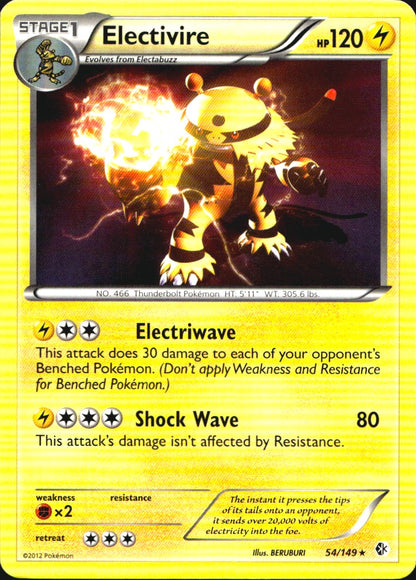Electivire 54/149 Holo Rare Boundaries Crossed Pokemon Near Mint