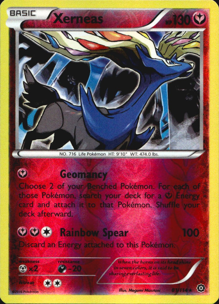 Xerneas 81/114 Steam Siege Pokemon Reverse Holo Near Mint