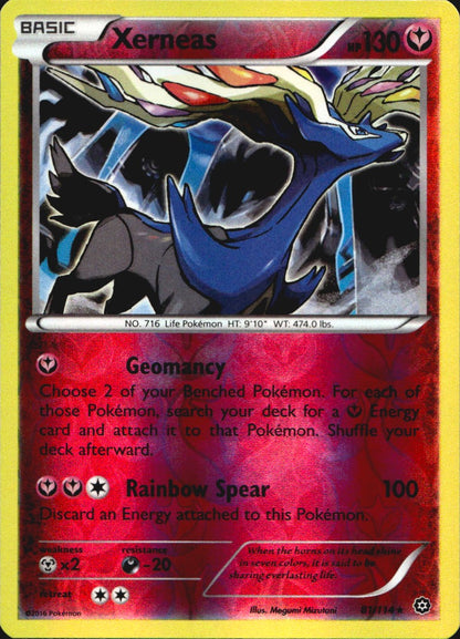 Xerneas 81/114 Steam Siege Pokemon Reverse Holo Near Mint