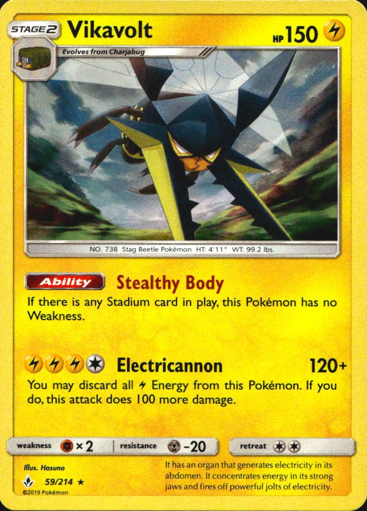 Vikavolt 59/214 Holo Rare Unbroken Bonds Pokemon Near Mint