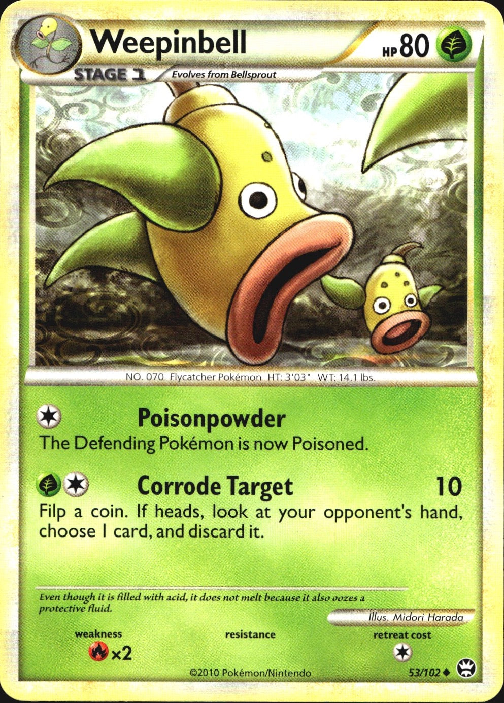Weepinbell 53/102 Uncommon HGSS Triumphant Pokemon Near Mint