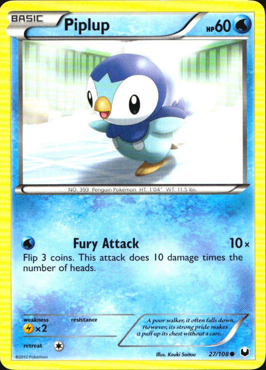 Piplup 27/108 Common Dark Explorers Pokemon Near Mint