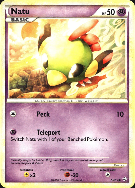 Natu 55/95 Common HGSS Unleashed Pokemon Near Mint