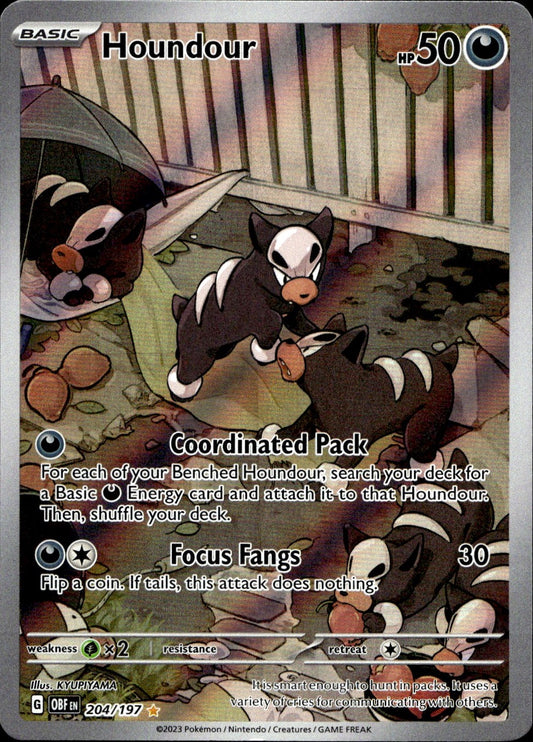 Houndour 204/197 Illustration Rare Obsidian Flames Pokemon Near Mint