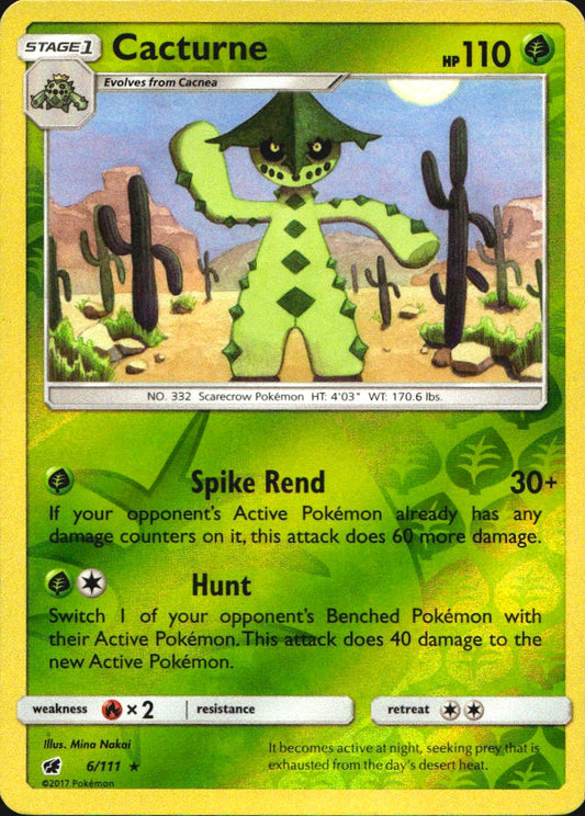 Cacturne 6/111 Rare Crimson Invasion Pokemon Reverse Holo Near Mint