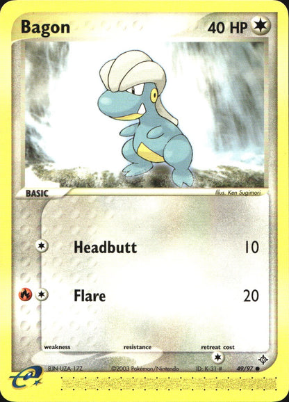 Bagon 49/97 Common Dragon Pokemon Near Mint