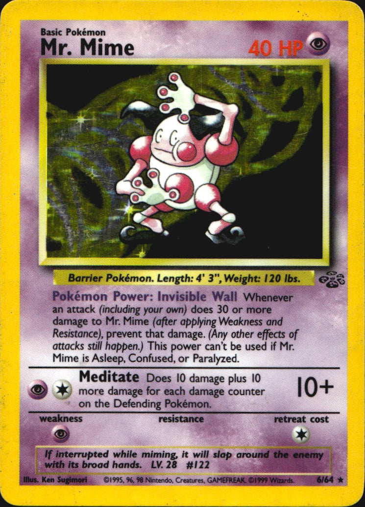 Mr. Mime 6/64 Holo Rare Jungle Pokemon Heavily Played