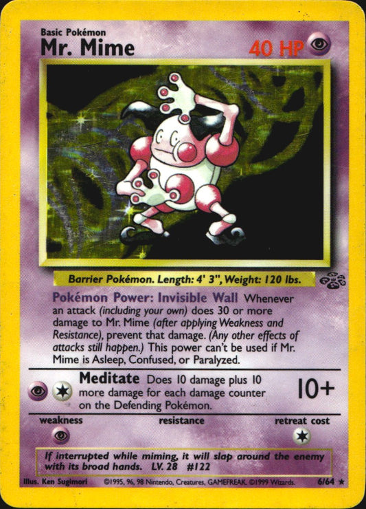 Mr. Mime 6/64 Holo Rare Jungle Pokemon Heavily Played