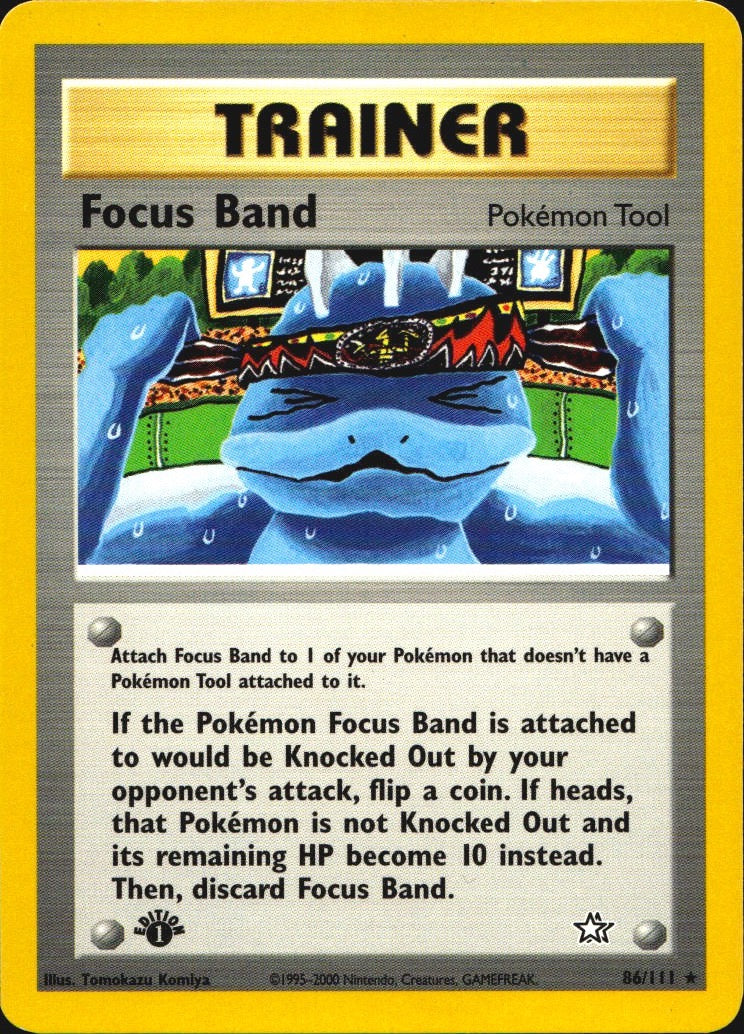 Focus Band 86/111 Rare Neo Genesis Pokemon 1st Edition Near Mint