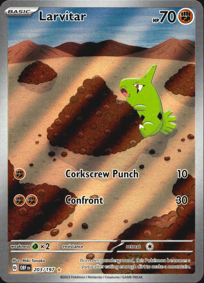 Larvitar 203/197 Illustration Rare Obsidian Flames Pokemon Near Mint
