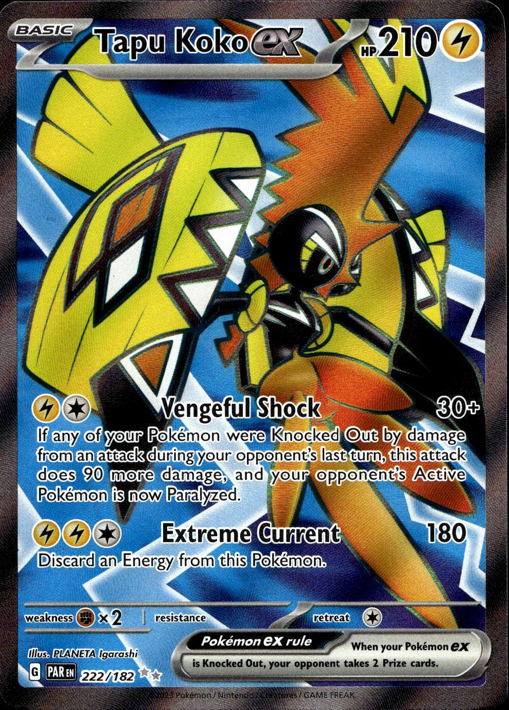 Tapu Koko ex 222/182 Ultra Rare Paradox Rift Pokemon Near Mint