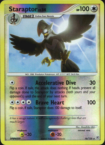 Staraptor 16/130 Diamond & Pearl Pokemon Reverse Holo Near Mint