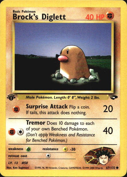 Brock's Diglett 67/132 Common Gym Challenge Pokemon 1st Edition Near Mint