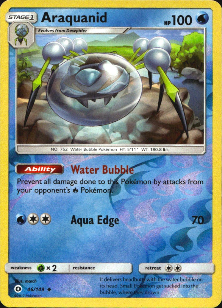 Araquanid 46/149 Uncommon Sun & Moon Pokemon Reverse Holo Near Mint