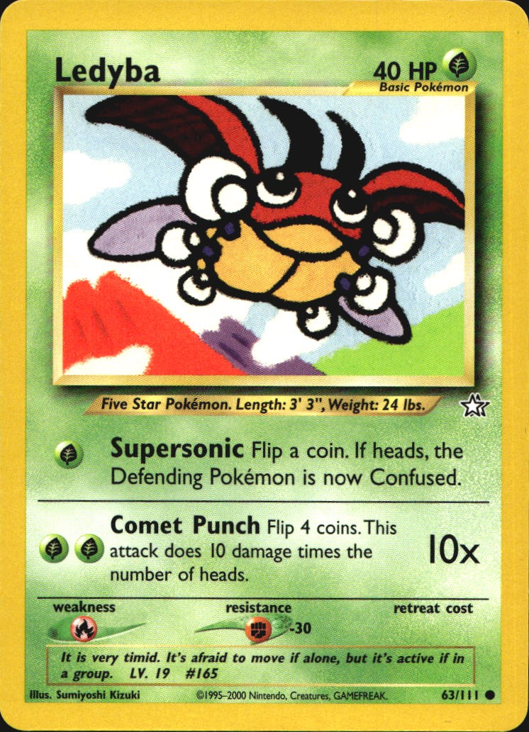 Ledyba 63/111 Common Neo Genesis Pokemon Near Mint