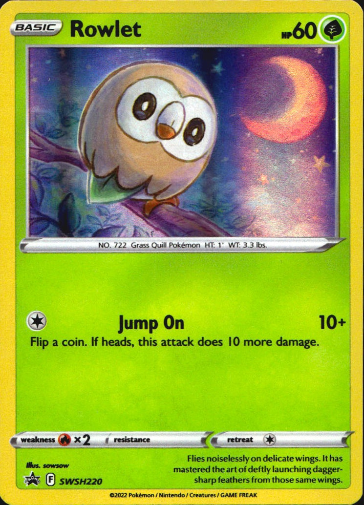 Rowlet SWSH220 Promo SWSH Black Star Pokemon Near Mint