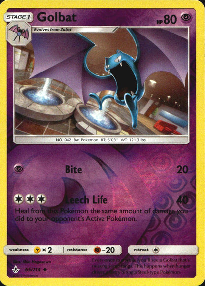 Golbat 65/214 Uncommon Unbroken Bonds Pokemon Reverse Holo Near Mint