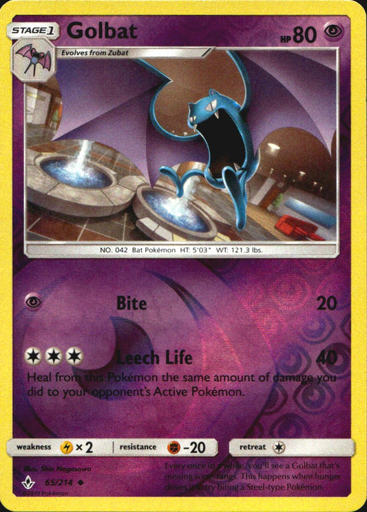 Golbat 65/214 Uncommon Unbroken Bonds Pokemon Reverse Holo Near Mint