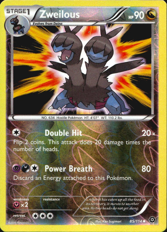 Zweilous 85/114 Uncommon Steam Siege Pokemon Reverse Holo Near Mint