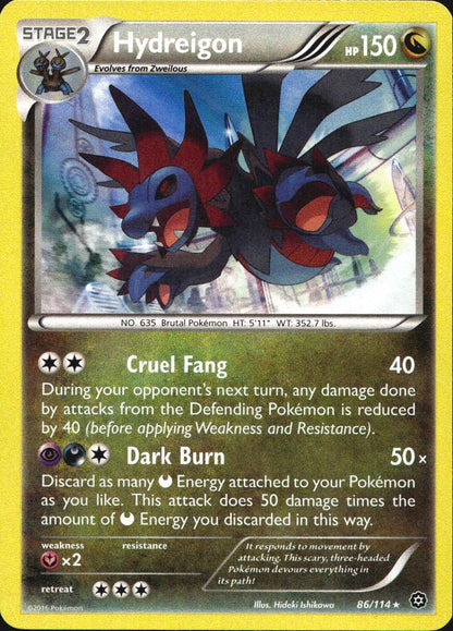 Hydreigon 86/114 Holo Rare Steam Siege Pokemon Near Mint