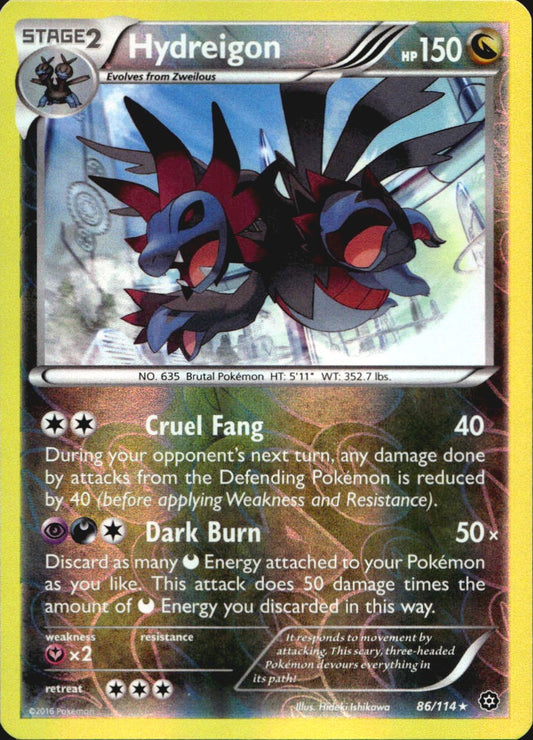 Hydreigon 86/114 Steam Siege Pokemon Reverse Holo Near Mint
