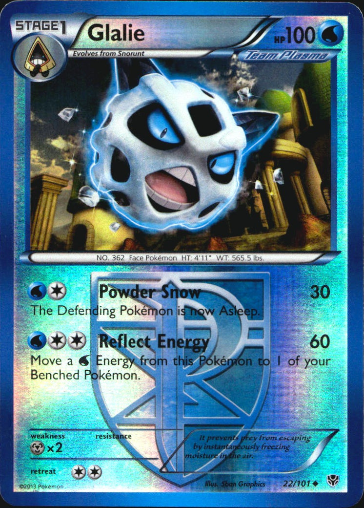 Glalie 22/101 Uncommon Plasma Blast Pokemon Reverse Holo Near Mint