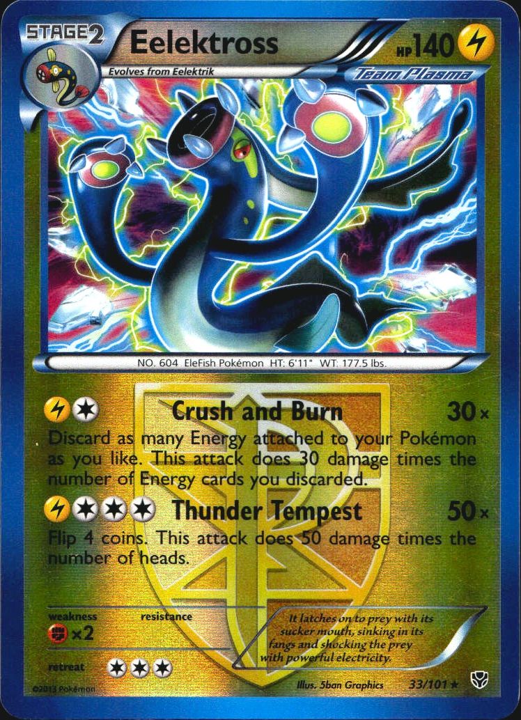 Eelektross 33/101 Holo Rare Plasma Blast Pokemon Reverse Holo Near Mint