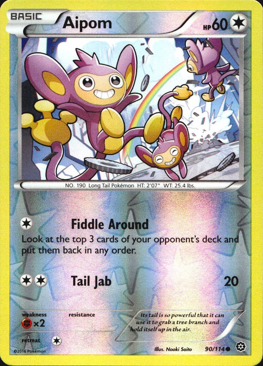 Aipom 90/114 Common Steam Siege Pokemon Reverse Holo Near Mint