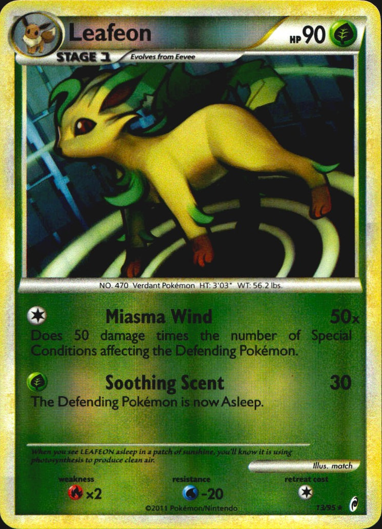 Leafeon 13/95 Holo Rare Call of Legends Pokemon Reverse Holo Near Mint
