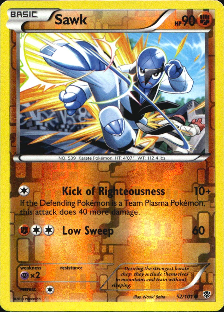 Sawk 52/101 Common Plasma Blast Pokemon Reverse Holo Near Mint