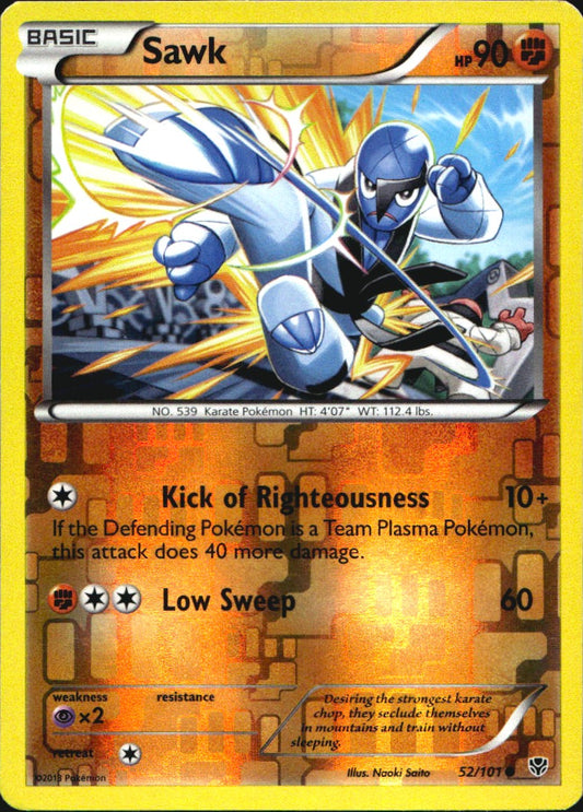 Sawk 52/101 Common Plasma Blast Pokemon Reverse Holo Near Mint