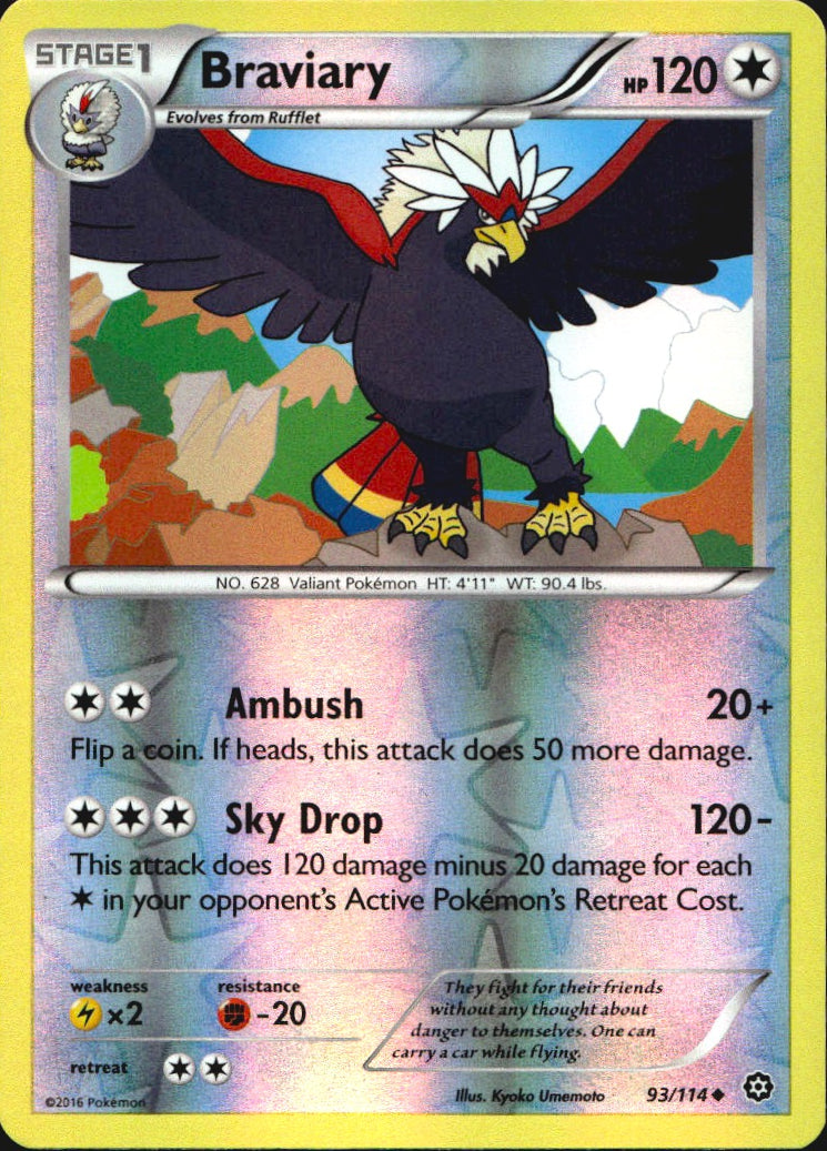 Braviary 93/114 Uncommon Steam Siege Pokemon Reverse Holo Near Mint