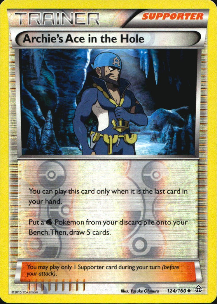 Archie's Ace in the Hole 124/160 Uncommon Primal Clash Pokemon Reverse Holo NM