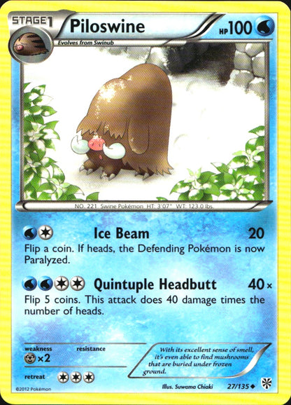 Piloswine 27/135 Uncommon Plasma Storm Pokemon Near Mint