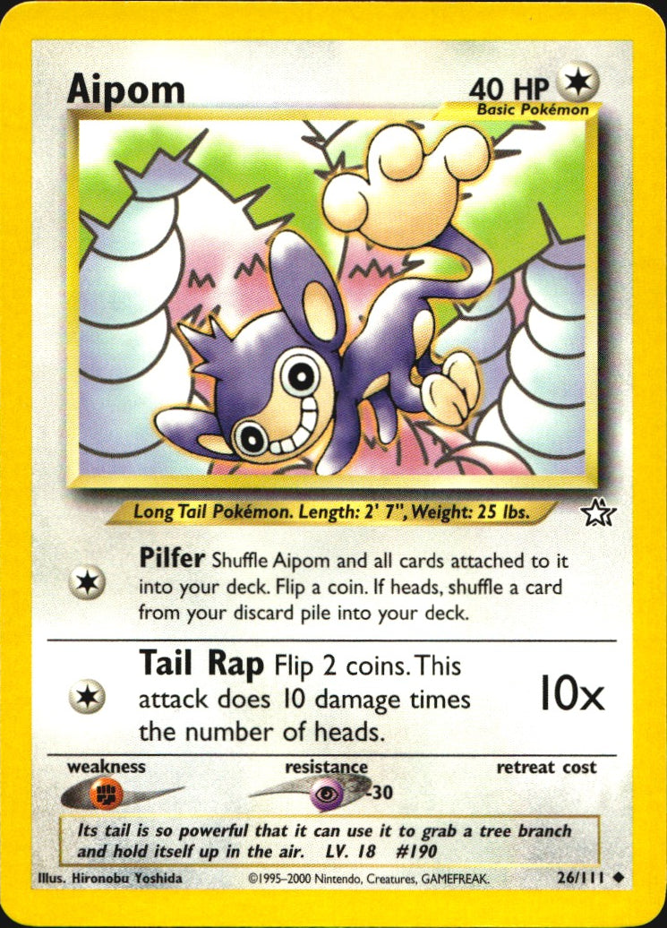 Aipom 26/111 Uncommon Neo Genesis Pokemon Near Mint
