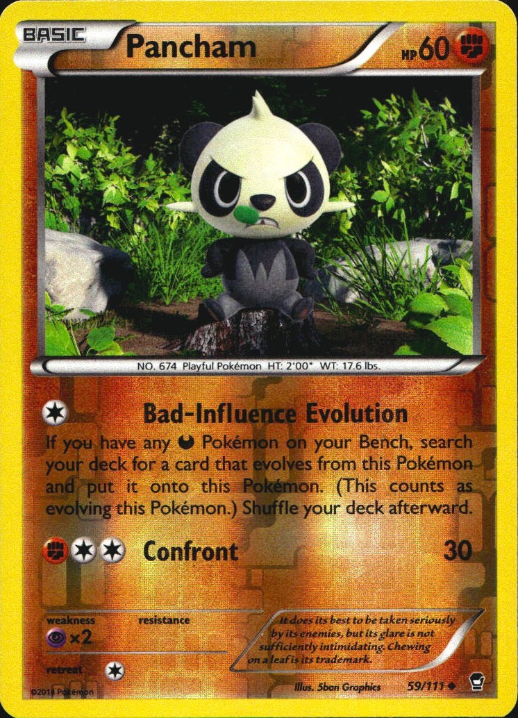 Pancham 59/111 Uncommon Furious Fists Pokemon Reverse Holo Near Mint
