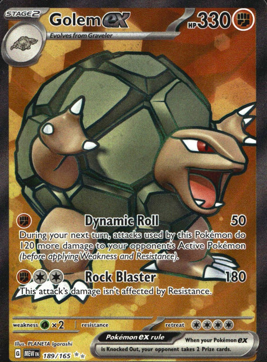 Golem ex 189/165 Ultra Rare 151 Pokemon Near Mint
