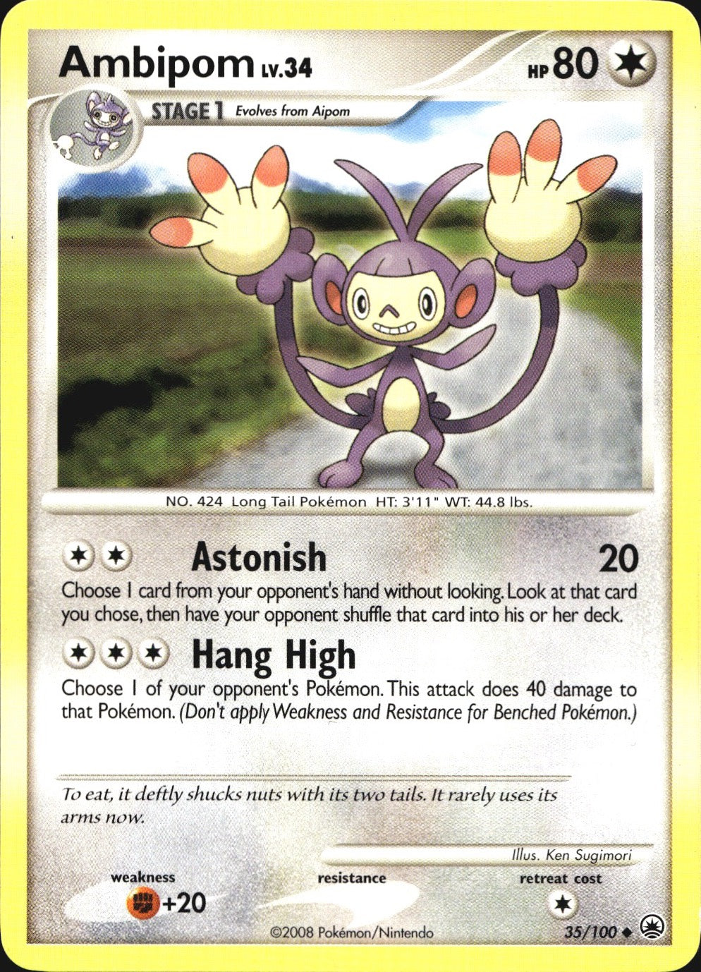 Ambipom 35/100 Uncommon Majestic Dawn Pokemon Near Mint
