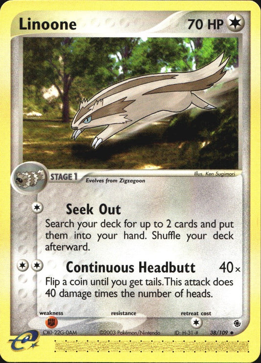 Linoone 38/109 Uncommon Ruby & Sapphire Pokemon Near Mint