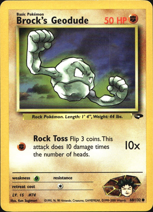 Brock's Geodude 68/132 Common Gym Challenge Pokemon Near Mint