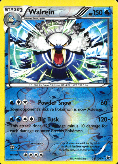 Walrein 26/106 Rare Flashfire Pokemon Reverse Holo Near Mint