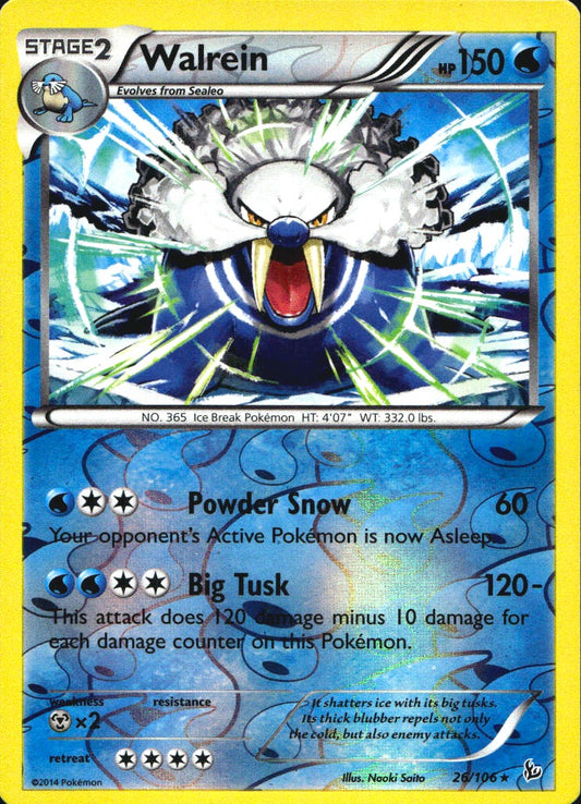 Walrein 26/106 Rare Flashfire Pokemon Reverse Holo Near Mint